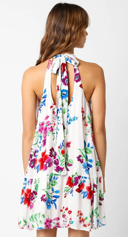 Multicolor Floral Back Cutout Mini Dress