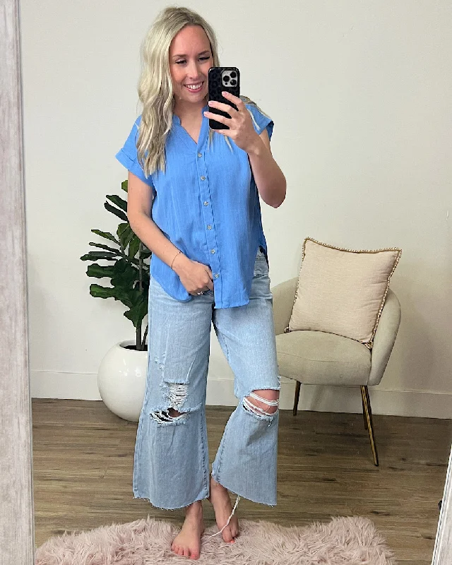 Alice Light Blue Button Up Top FINAL SALE