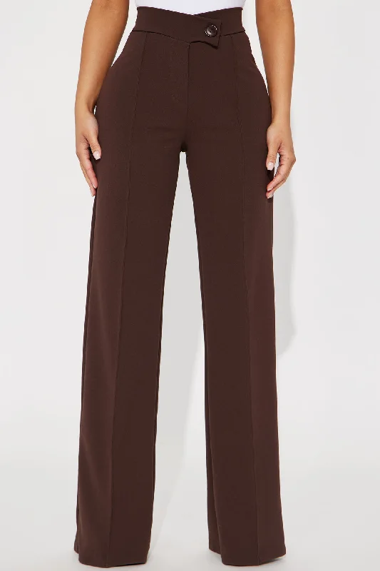 Petite Call It Even Wide Leg Dress Pants - Chocolate