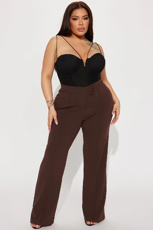 Petite Call It Even Wide Leg Dress Pants - Chocolate