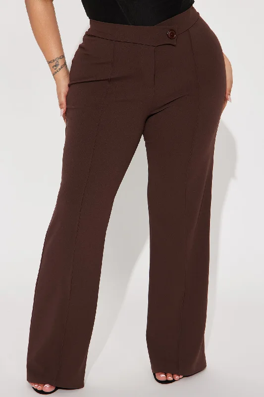 Petite Call It Even Wide Leg Dress Pants - Chocolate