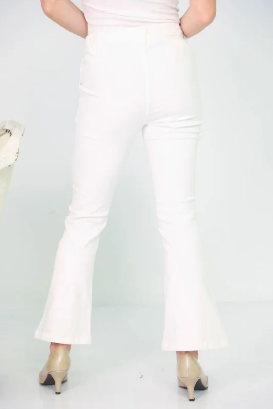 Petite Mid Rise Flared Jeans (White)