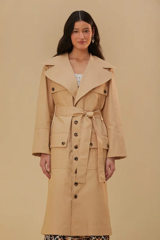 Pockets Over Nude Trench Coat