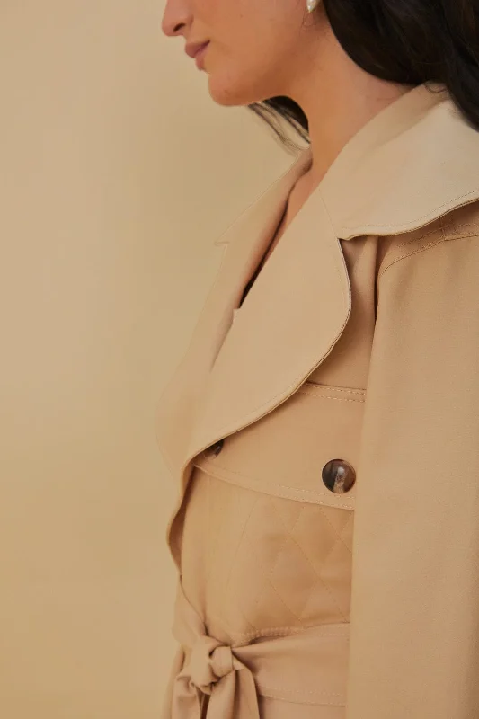 Pockets Over Nude Trench Coat