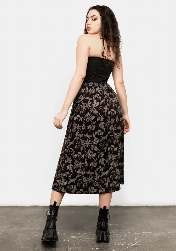 POISONOUS PLANT SPLIT MIDI SKIRT