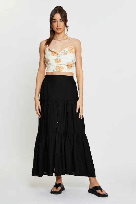 Print Crop Top Sleeveless Cowl Neck Satin