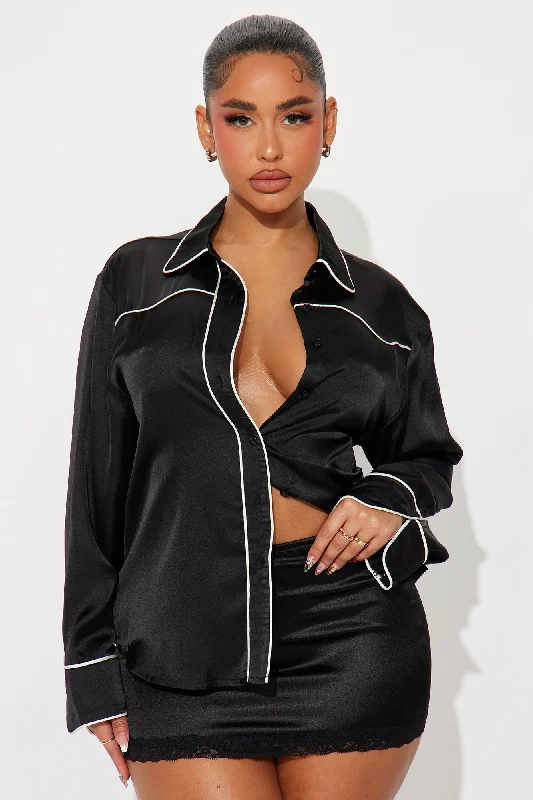 Saloon Satin Shirt - Black/White