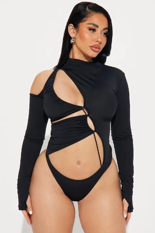 Say My Name Cut Out Bodysuit - Black