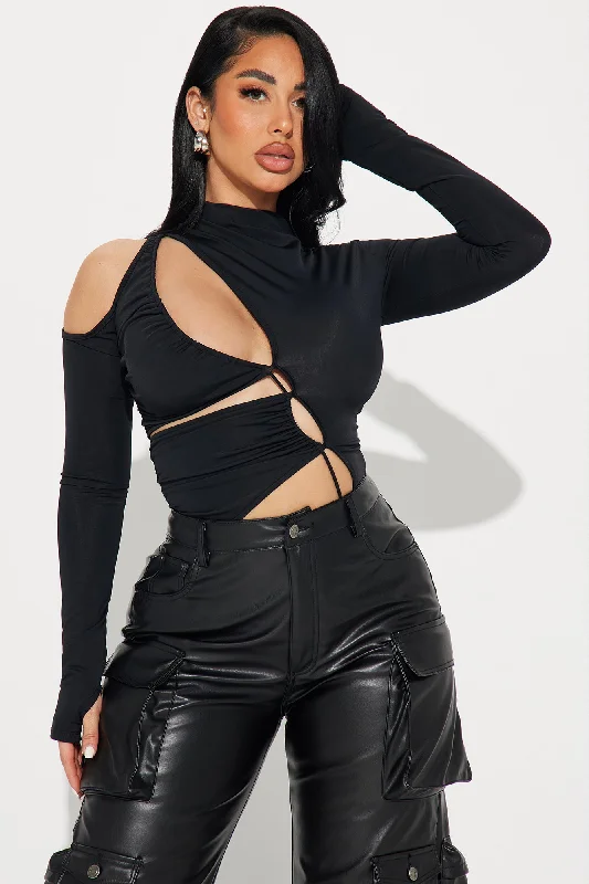 Say My Name Cut Out Bodysuit - Black