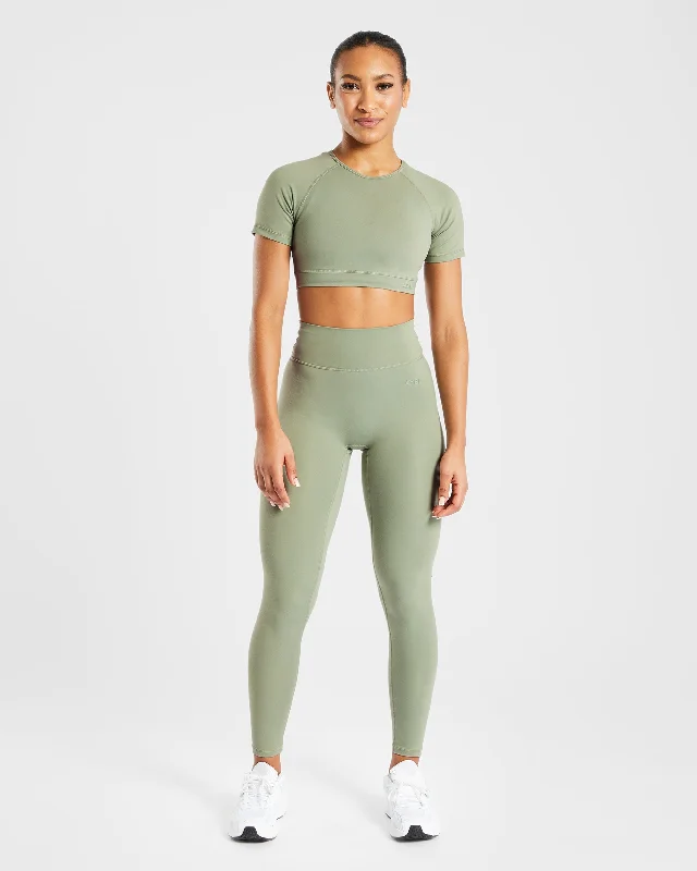 Staple Crop Top - Olive Green