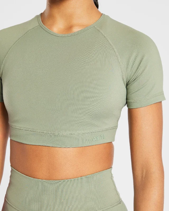 Staple Crop Top - Olive Green