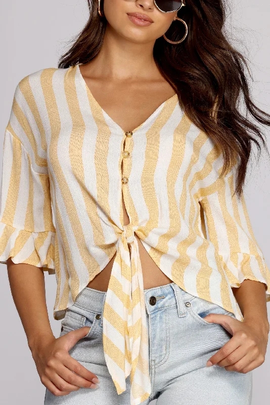 Stripe The Day Cropped Blouse