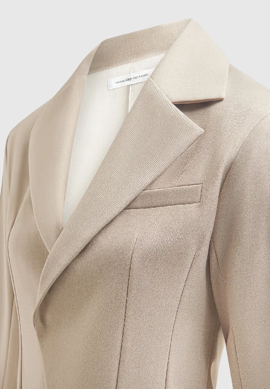 Tailored Double Breasted Blazer - Taupe