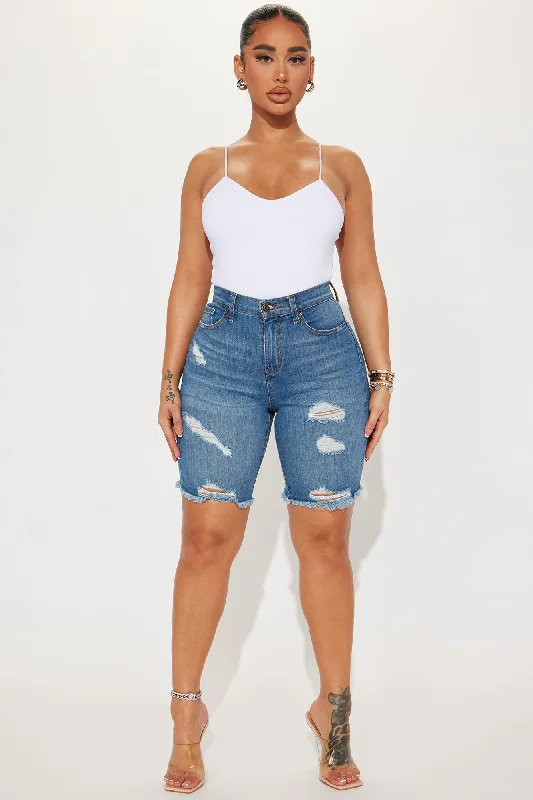 Tight Squeeze Lux Stretch Denim Bermuda Shorts - Medium Wash