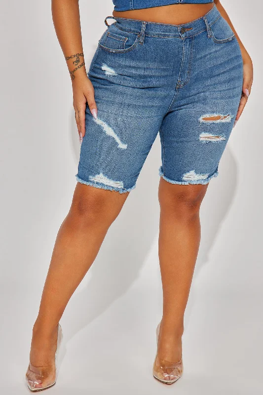 Tight Squeeze Lux Stretch Denim Bermuda Shorts - Medium Wash