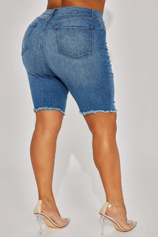 Tight Squeeze Lux Stretch Denim Bermuda Shorts - Medium Wash