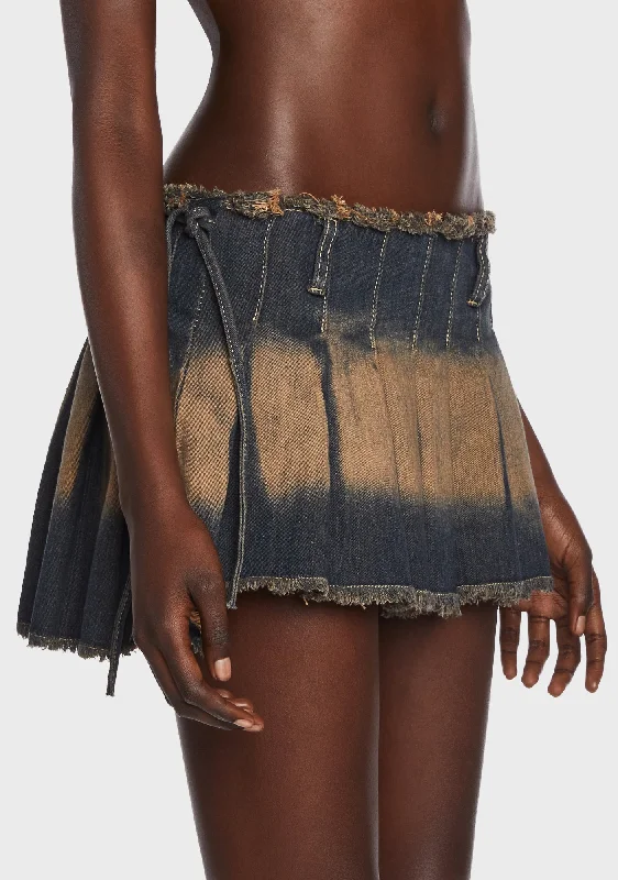 Washed Denim Micro Wrap Skirt