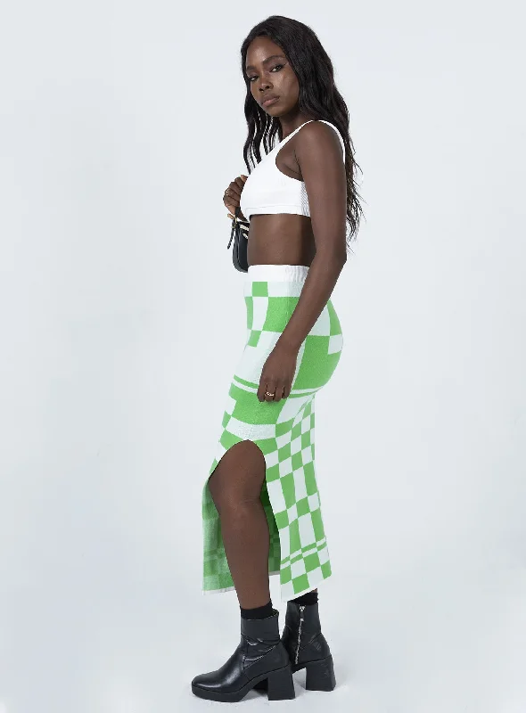 Whitemore Checkboard Midi Skirt Green