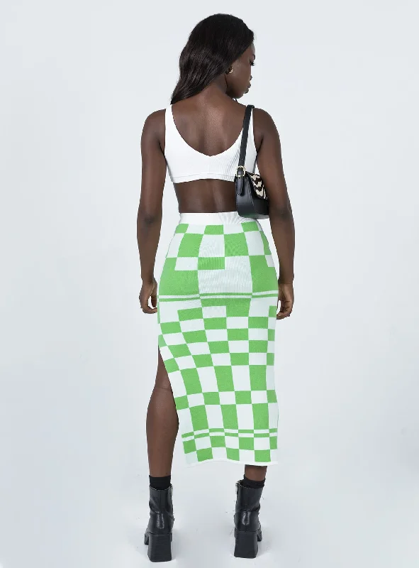 Whitemore Checkboard Midi Skirt Green