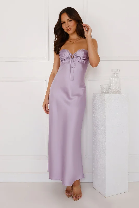 Winery Wedding Satin Maxi Dress Lilac