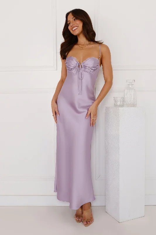 Winery Wedding Satin Maxi Dress Lilac