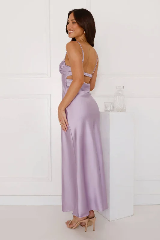 Winery Wedding Satin Maxi Dress Lilac