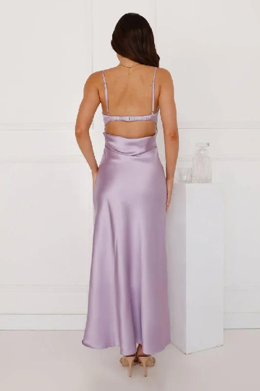 Winery Wedding Satin Maxi Dress Lilac