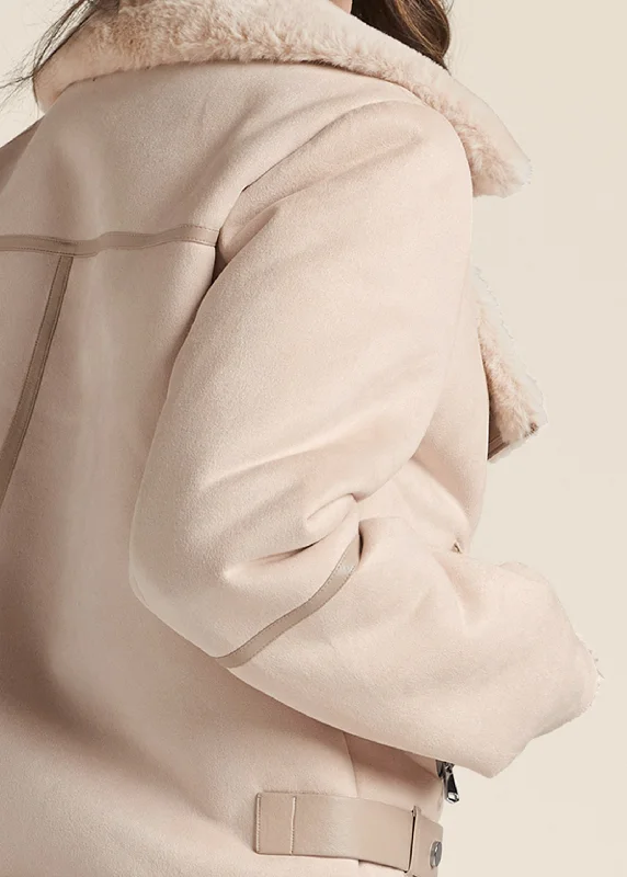 Faux-shearling coat - Ivory