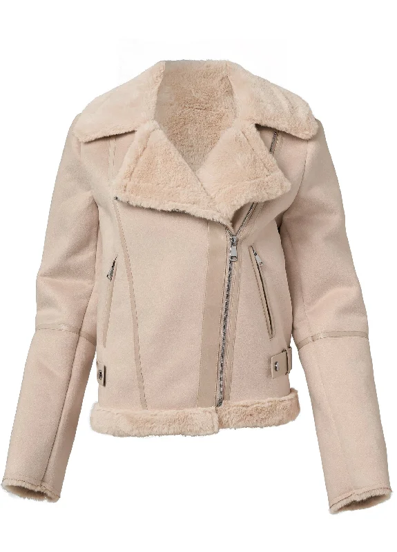 Faux-shearling coat - Ivory