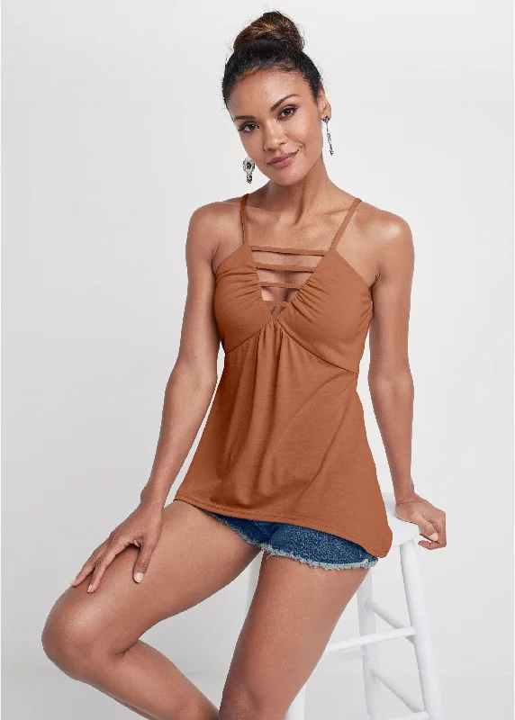 Strappy sleeveless top - Brown