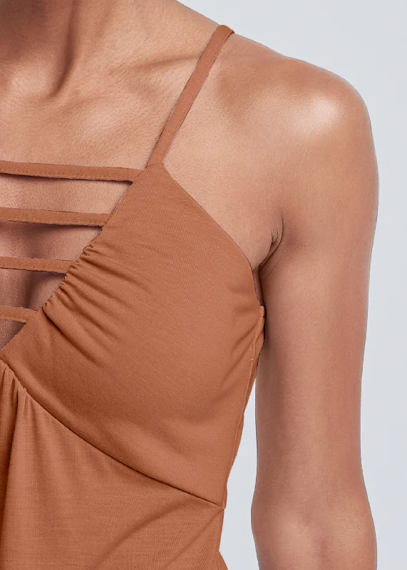 Strappy sleeveless top - Brown