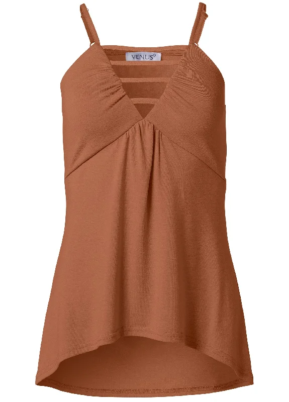 Strappy sleeveless top - Brown