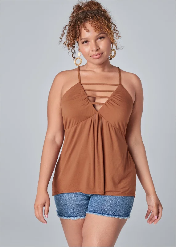 Strappy sleeveless top - Brown