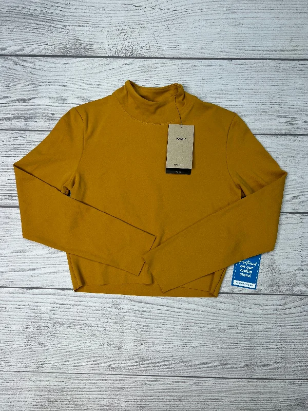 Athletic Top Long Sleeve Collar By Nike Apparel In Mustard, Size: S