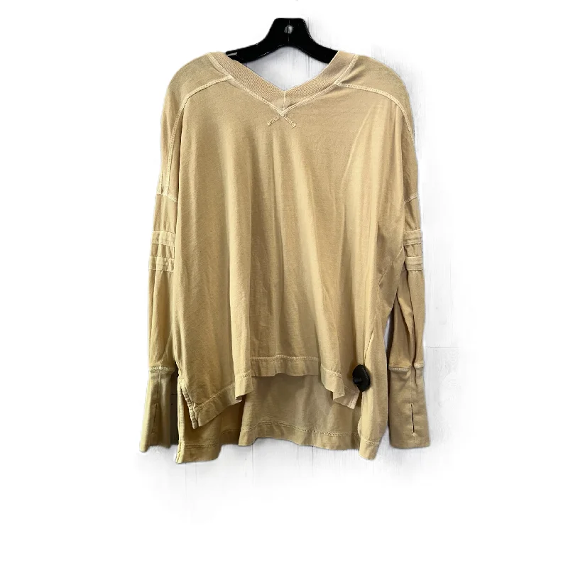 Athletic Top Long Sleeve Crewneck By Free People In Tan, Size: Xs