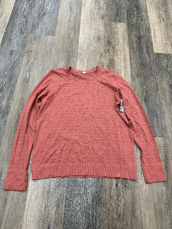 Athletic Top Long Sleeve Crewneck By Lululemon In Coral, Size: 8