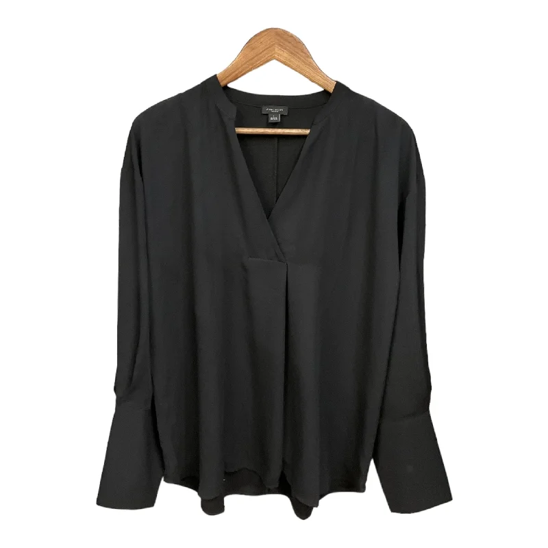 Black Blouse Long Sleeve Ann Taylor, Size L