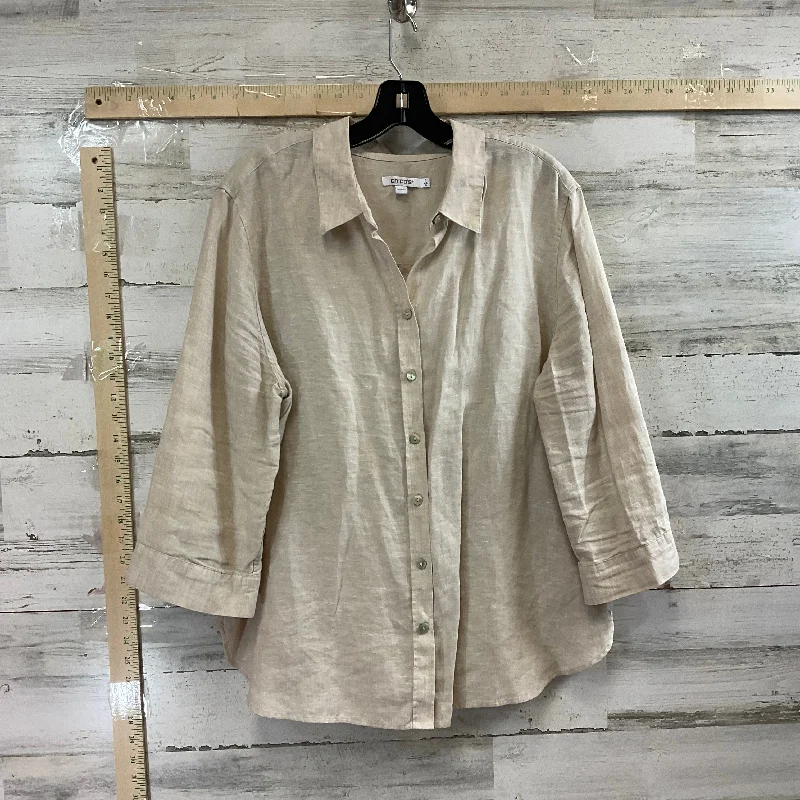 Blouse 3/4 Sleeve By Chicos In Tan, Size: Xl