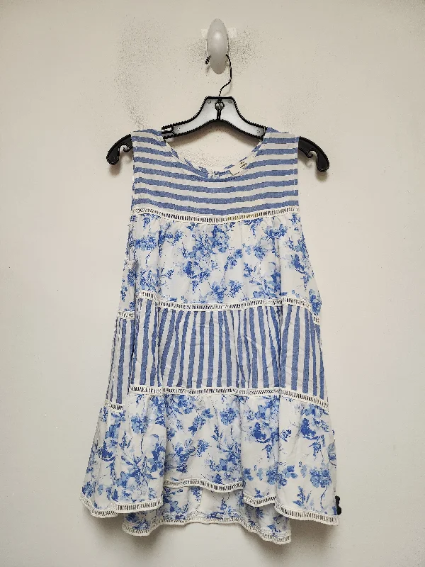 Blue & White Top Sleeveless Entro, Size M