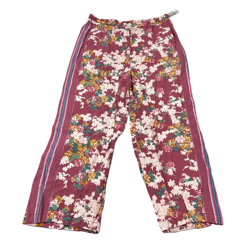 Floral Print Pants Cropped By Anthropologie, Size: M