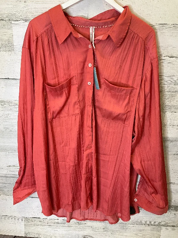 Orange Blouse Long Sleeve Anthropologie, Size 3x