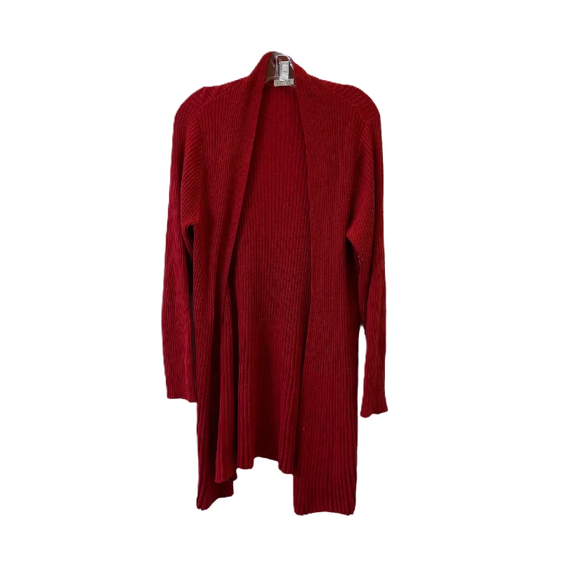 Red Sweater Cardigan By Chicos, Size: L