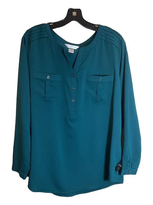 Top Long Sleeve By Christopher And Banks In Green, Size: Xl