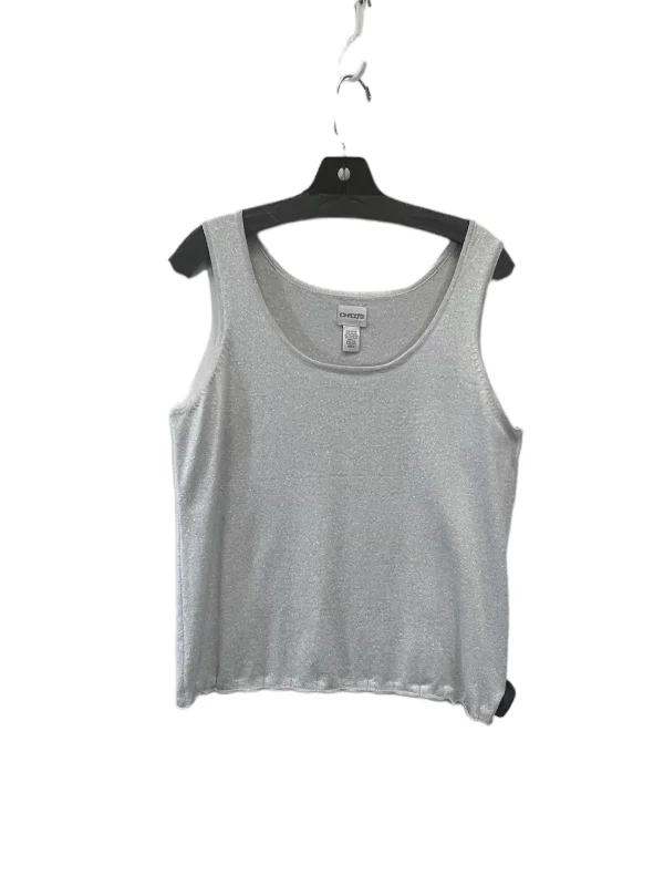 Top Sleeveless By Chicos In Silver, Size: L