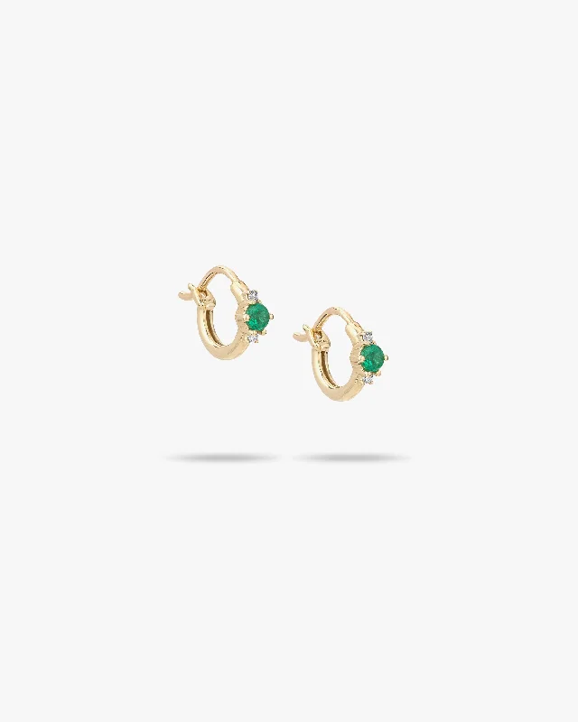 Emerald & Diamond Trio Huggie Hoops