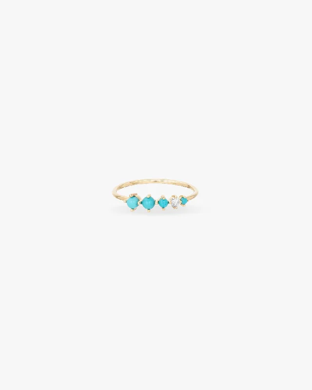 Graduated Turquoise & Diamond Stacking Ring