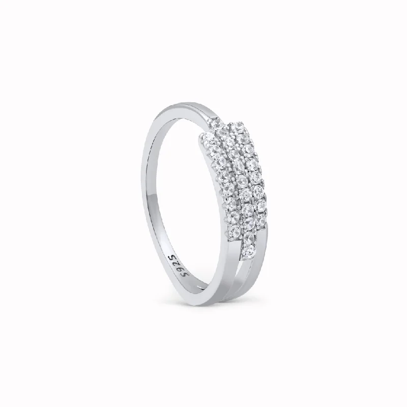 Our Paths Have Met For A Reason Triple Parallel PAVÉ Ring