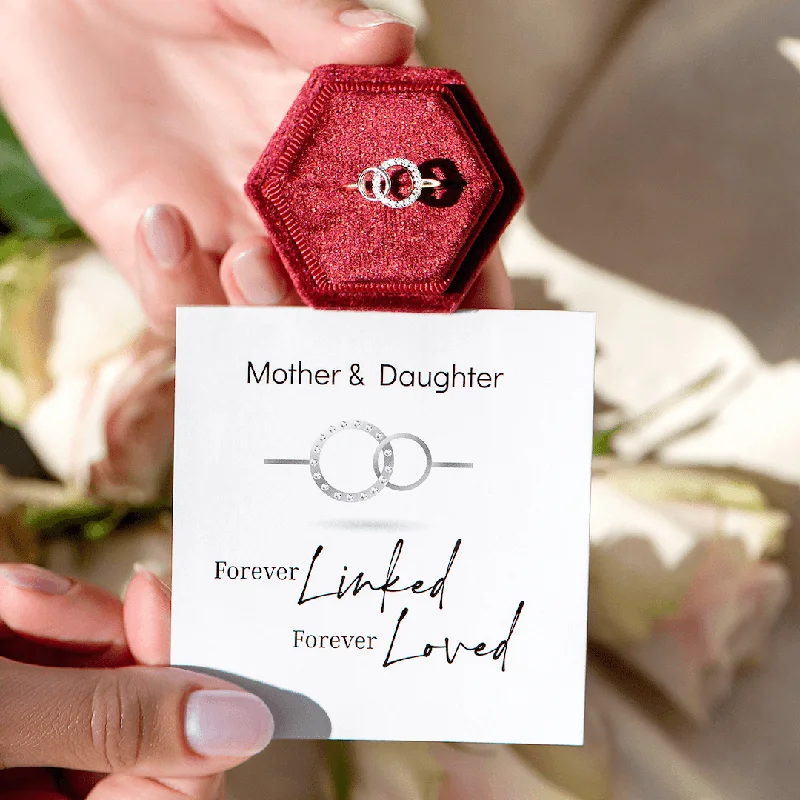 MOTHER DAUGHTER FOREVER LINKED FOREVER LOVED RING