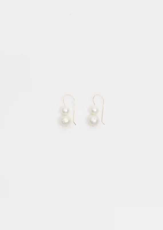 Gold Double Pearl Earrings