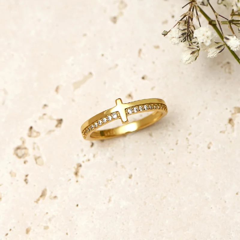 ""Let God"" - GOLDEN CROSS RING